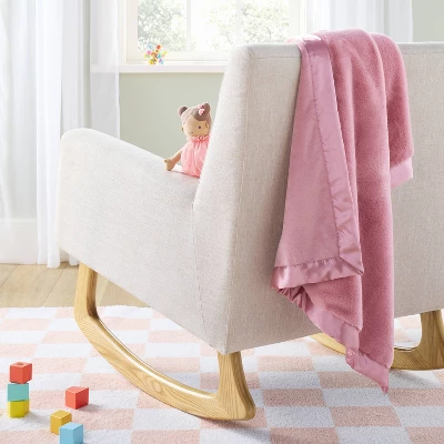 Solid Satin Edge Plush Blanket - Mauve - Cloud Island™ 1 Solid Satin Edge Plush Blanket - Mauve - Cloud Island™