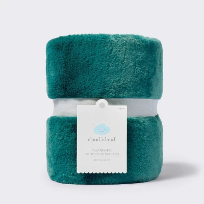 Solid Satin Edge Plush Baby Blanket - Green - Cloud Island™ 3 Solid Satin Edge Plush Baby Blanket - Green - Cloud Island™ - Image 3