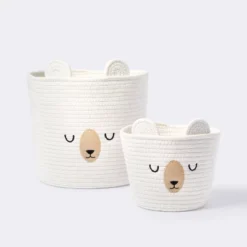 Medium Coiled Rope Round Basket Sleepy Bear - Cream - Cloud Island™ -Little Luxe Store GUEST 703c8dda 6b78 47a5 a7ee 058a610b984a
