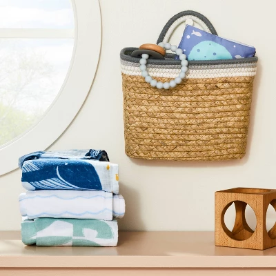 Wall Hanging Natural Woven Basket With Coiled Rope Handle - Cloud Island™ 1 Wall Hanging Natural Woven Basket With Coiled Rope Handle - Cloud Island™