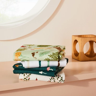 Flannel Baby Blanket Fauna - Green/White/Pink - 4pk - Cloud Island™ 1 Flannel Baby Blanket Fauna - Green/White/Pink - 4pk - Cloud Island™