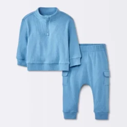 Baby Boys' 2pc Cozy Quarter Zip Top & Bottom Set - Cloud Island™ Blue -Little Luxe Store GUEST 7642aa95 a5fd 4e8e b76b 288443215c9f