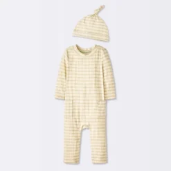 Baby Jacquard Checkered Romper & Hat - Cloud Island™ Tan -Little Luxe Store GUEST 7757c850 658c 4c05 be03 218cf0cd0713