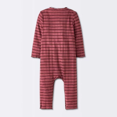 Baby Girls' Jacquard Checkered Romper & Headband - Cloud Island™ Burgundy 1 Baby Girls' Jacquard Checkered Romper & Headband - Cloud Island™ Burgundy
