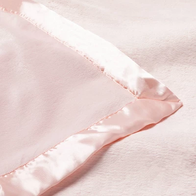 Solid Satin Edge Plush Blanket - Cloud Island™ Pink 2 Solid Satin Edge Plush Blanket - Cloud Island™ Pink - Image 2