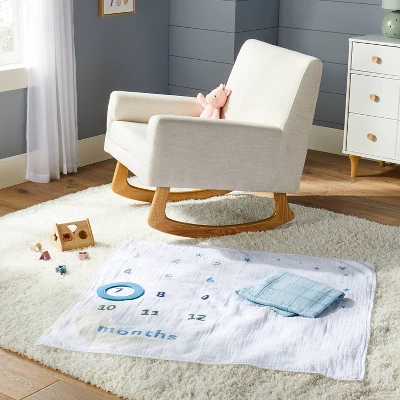 Muslin Blanket With Felt Frame - Blue - Cloud Island™ 1 Muslin Blanket With Felt Frame - Blue - Cloud Island™