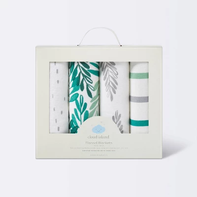 Flannel Baby Blanket - Cloud Island™ Green 4pk 2 Flannel Baby Blanket - Cloud Island™ Green 4pk - Image 2