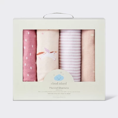 Flannel Baby Blankets - Unicorns - 4pk - Cloud Island™ 3 Flannel Baby Blankets - Unicorns - 4pk - Cloud Island™ - Image 3