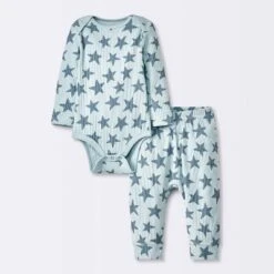 Baby 2pc Stars Wide Ribbed Top & Bottom Set - Cloud Island™ Blue -Little Luxe Store GUEST 80c0909e 6e3d 4013 b9df 7bbf053c64be