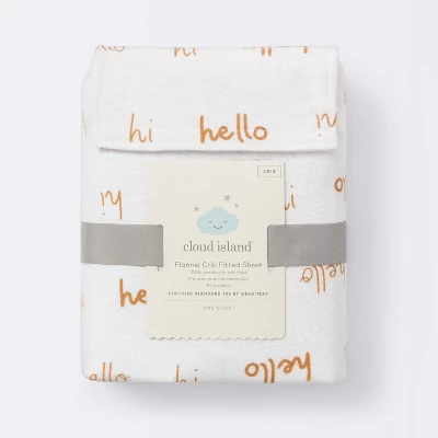 Flannel Fitted Crib Sheet Hello Script - Cloud Island™ 4 Flannel Fitted Crib Sheet Hello Script - Cloud Island™ - Image 4