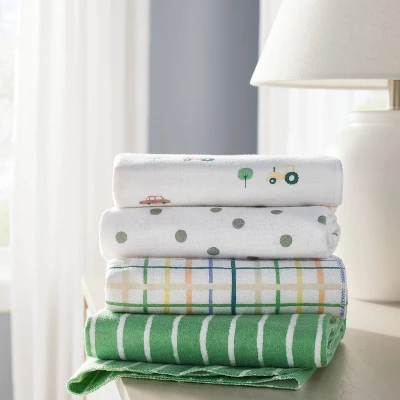 Flannel Baby Blanket 4pk - Cloud Island™ Trucks 1 Flannel Baby Blanket 4pk - Cloud Island™ Trucks