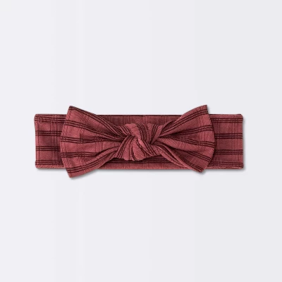 Baby Girls' Jacquard Checkered Romper & Headband - Cloud Island™ Burgundy 2 Baby Girls' Jacquard Checkered Romper & Headband - Cloud Island™ Burgundy - Image 2