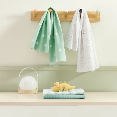 Flannel Baby Blankets Starry Slumber - Cloud Island™ Green 4pk 1 Flannel Baby Blankets Starry Slumber - Cloud Island™ Green 4pk