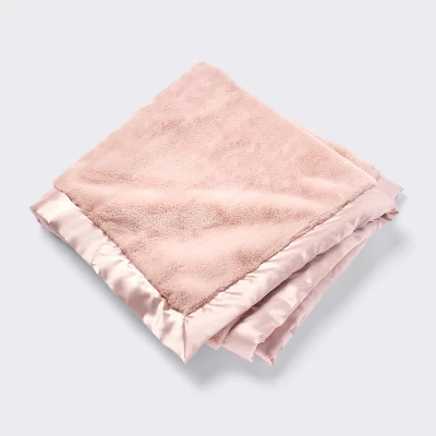 Solid Satin Edge Plush Baby Blanket - Pink - Cloud Island™ 4 Solid Satin Edge Plush Baby Blanket - Pink - Cloud Island™ - Image 4