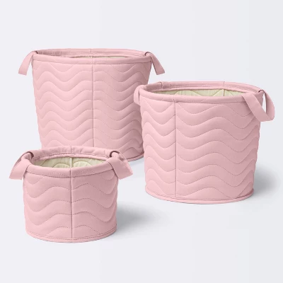 Quilted Fabric Large Round Storage Basket - Light Pink - Cloud Island™ 3 Quilted Fabric Large Round Storage Basket - Light Pink - Cloud Island™ - Image 3