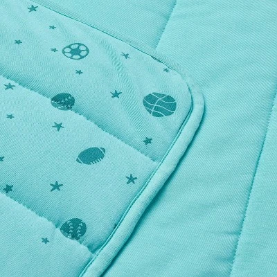 Rayon From Bamboo Jersey Quilted Blanket - Sports - Teal - Cloud Island™ 2 Rayon From Bamboo Jersey Quilted Blanket - Sports - Teal - Cloud Island™ - Image 2