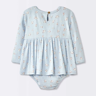 Baby Girls' Floral Skirted Bodysuit - Cloud Island™ Blue 1 Baby Girls' Floral Skirted Bodysuit - Cloud Island™ Blue