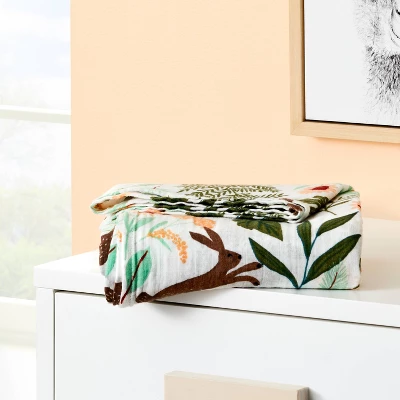 Muslin Swaddle Blanket Fauna - Pink/Green/Tan - Cloud Island™ 1 Muslin Swaddle Blanket Fauna - Pink/Green/Tan - Cloud Island™