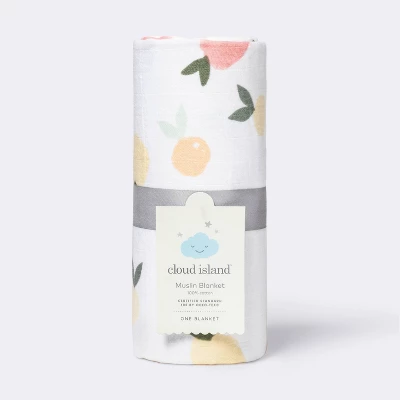 Muslin Swaddle Blanket Citrus - Cloud Island™ White/Orange 3 Muslin Swaddle Blanket Citrus - Cloud Island™ White/Orange - Image 3