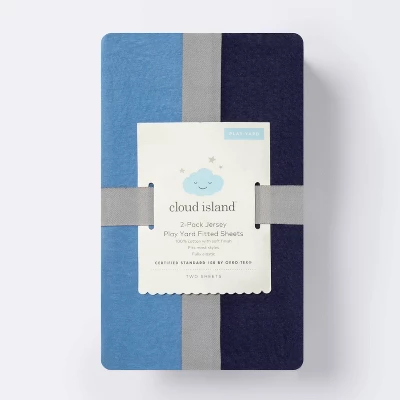Fitted Playard Jersey Sheet - Cloud Island™ Navy & Blue 2pk 3 Fitted Playard Jersey Sheet - Cloud Island™ Navy & Blue 2pk - Image 3