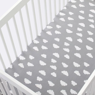 Crib Fitted Sheet Clouds - Cloud Island™ Gray 2 Crib Fitted Sheet Clouds - Cloud Island™ Gray - Image 2