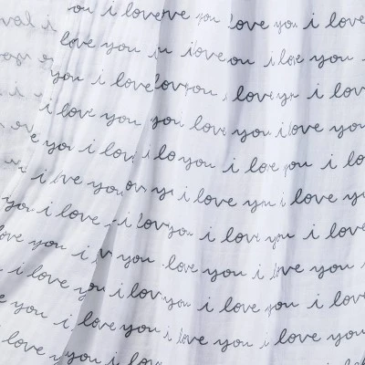 Muslin Swaddle Blanket I Love You - Cloud Island™ White 2 Muslin Swaddle Blanket I Love You - Cloud Island™ White - Image 2