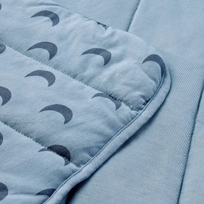 Rayon From Bamboo Jersey Quilted Blanket - Moons - Blue - Cloud Island™ 2 Rayon From Bamboo Jersey Quilted Blanket - Moons - Blue - Cloud Island™ - Image 2
