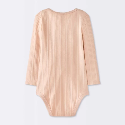 Baby Girls' 4pk Floral Long Sleeve Bodysuits - Cloud Island™ Peach/Pink 1 Baby Girls' 4pk Floral Long Sleeve Bodysuits - Cloud Island™ Peach/Pink