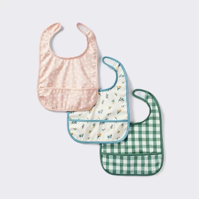 Water Resistant Bibs - 3pk - Floral/Checkerboard - Cloud Island™ 4 Water Resistant Bibs - 3pk - Floral/Checkerboard - Cloud Island™ - Image 4