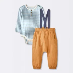 Baby Boys' 2pc Striped Suspender Top & Bottom Set - Cloud Island™ Blue -Little Luxe Store GUEST b5542bdc ef1d 4e45 9ce9 fe45df32b748