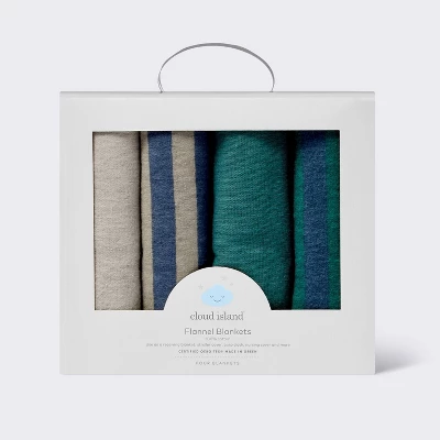 Flannel Baby Blankets - Cool Metallic - 4pk - Cloud Island™ 3 Flannel Baby Blankets - Cool Metallic - 4pk - Cloud Island™ - Image 3