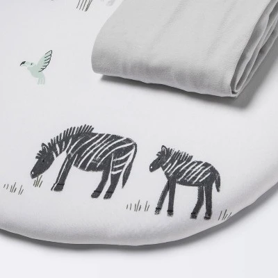 Jersey Bassinet Sheet 2pk - Cloud Island™ Two By Two Animals And Solid Gray 5 Jersey Bassinet Sheet 2pk - Cloud Island™ Two By Two Animals And Solid Gray - Image 5