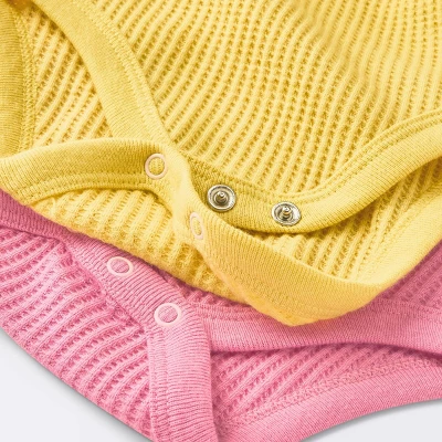 Baby Girls' 3pk Long Sleeve Waffle Bodysuit - Cloud Island™ Pink 3 Baby Girls' 3pk Long Sleeve Waffle Bodysuit - Cloud Island™ Pink - Image 3