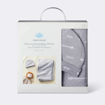 Hospital Muslin Swaddle Baby Blanket And Hat Gift Set - Gray Arrow - 2pk - Cloud Island™ 3 Hospital Muslin Swaddle Baby Blanket And Hat Gift Set - Gray Arrow - 2pk - Cloud Island™ - Image 3