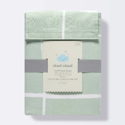 Fitted Crib Sheet - Cloud Island™ Mint Windowpane 4 Fitted Crib Sheet - Cloud Island™ Mint Windowpane - Image 4
