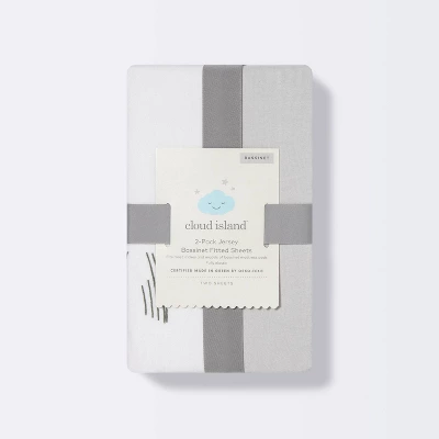 Jersey Bassinet Sheet 2pk - Cloud Island™ Two By Two Animals And Solid Gray 4 Jersey Bassinet Sheet 2pk - Cloud Island™ Two By Two Animals And Solid Gray - Image 4
