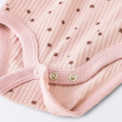 Baby Girls' 2pc Stars Wide Ribbed Long Sleeve Top & Pants Set - Cloud Island™ Pink 2 Baby Girls' 2pc Stars Wide Ribbed Long Sleeve Top & Pants Set - Cloud Island™ Pink - Image 2