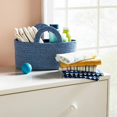 Coiled Rope Diaper Caddy With Dividers - Cloud Island™ Navy 1 Coiled Rope Diaper Caddy With Dividers - Cloud Island™ Navy