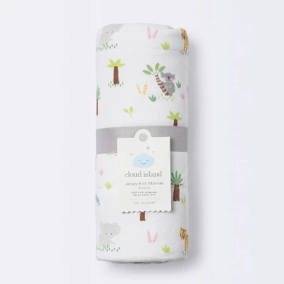 Jersey Knit Reversible Baby Blanket Jungle Animals - Cloud Island™ Gray/Green 4 Jersey Knit Reversible Baby Blanket Jungle Animals - Cloud Island™ Gray/Green - Image 4