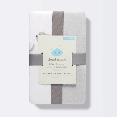 Fitted Play Yard Jersey Sheet 2pk - Cloud Island™ Two By Two Animals And Solid Gray 3 Fitted Play Yard Jersey Sheet 2pk - Cloud Island™ Two By Two Animals And Solid Gray - Image 3