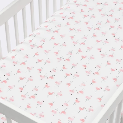 Crib Fitted Sheet Flamingos - Cloud Island™ - Pink/White 1 Crib Fitted Sheet Flamingos - Cloud Island™ - Pink/White