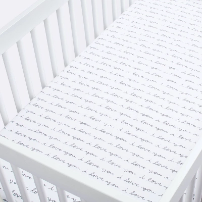 Fitted Crib Sheet I Love You - Cloud Island™ White/Gray 2 Fitted Crib Sheet I Love You - Cloud Island™ White/Gray - Image 2