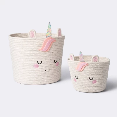 Coiled Rope Medium Round Storage Decorative Basket - Unicorn - Cloud Island™ 3 Coiled Rope Medium Round Storage Decorative Basket - Unicorn - Cloud Island™ - Image 3