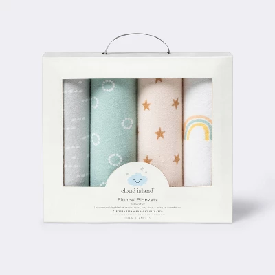 Flannel Baby Blankets Rainbow - Cloud Island™ 4pk 2 Flannel Baby Blankets Rainbow - Cloud Island™ 4pk - Image 2