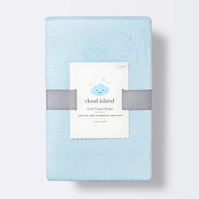 Polyester Rayon Fitted Crib Sheet - Solid Blue - Cloud Island™ 3 Polyester Rayon Fitted Crib Sheet - Solid Blue - Cloud Island™ - Image 3