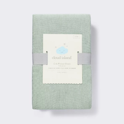 Polyester Rayon Fitted Crib Sheet - Green - Cloud Island™ 3 Polyester Rayon Fitted Crib Sheet - Green - Cloud Island™ - Image 3
