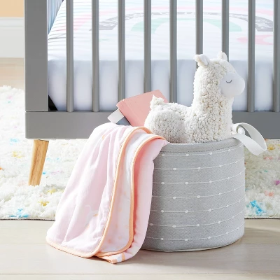 Medium Round Bin With Slub Stitching - Gray - Cloud Island™ 1 Medium Round Bin With Slub Stitching - Gray - Cloud Island™