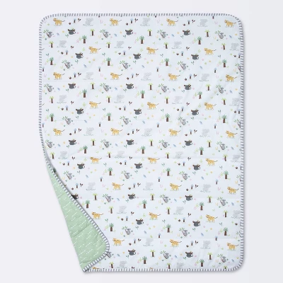 Jersey Knit Reversible Baby Blanket Jungle Animals - Cloud Island™ Gray/Green 2 Jersey Knit Reversible Baby Blanket Jungle Animals - Cloud Island™ Gray/Green - Image 2