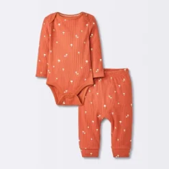 Baby 2pc Neutral Mushroom Wide Ribbed Top & Bottom Set - Cloud Island™ Rust -Little Luxe Store GUEST e9b0c588 6fff 4b53 a989 dde47b1a0daf