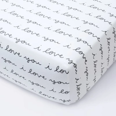 Fitted Crib Sheet I Love You - Cloud Island™ White/Gray 5 Fitted Crib Sheet I Love You - Cloud Island™ White/Gray - Image 5
